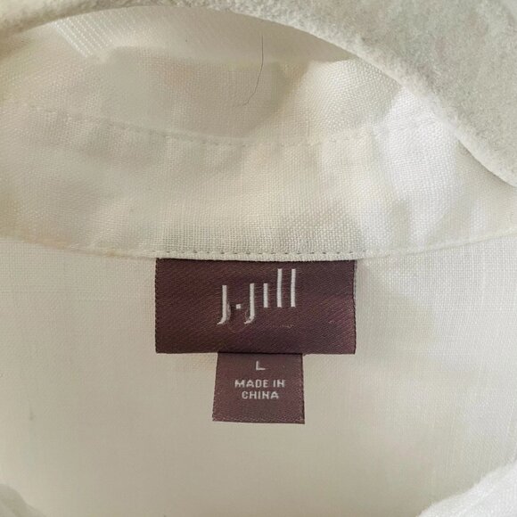 J. Jill Womens White Long Sleeve Lightweight Linen Button Up Shirt Size Large - Picture 3 of 11